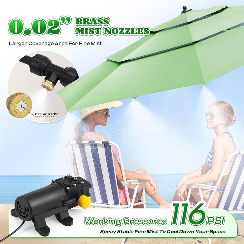 Moongiantgo Outdoor Misting Cooling System with Pump- 116PSI High Pressure Mister with 65.5FT(20M) Water pipe+24 Misting Nozzles 0.02’’+3/4’’ Faucet Adapter - System for Outside Patio Garden Beaches - Image 3